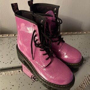 DR M pink sparkle boots